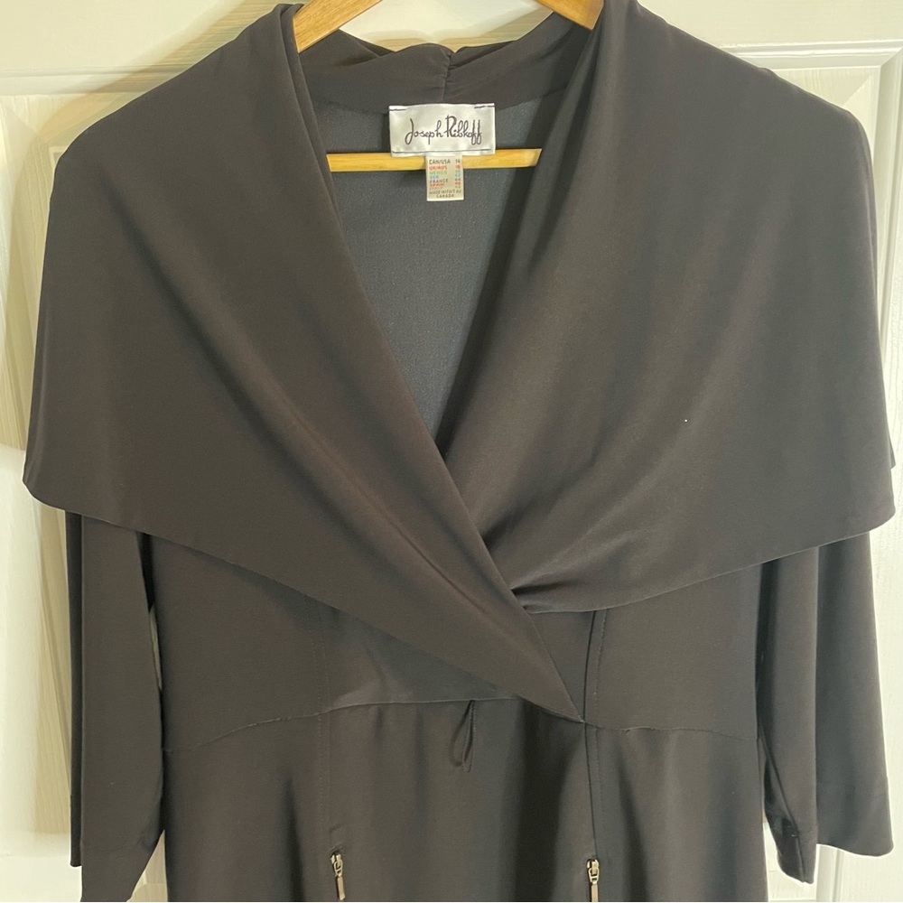 Joseph Ribkoff Black Long Sleeve Dress With Shawl Collar & Side Zipper Size 14 - Picture 4 of 9